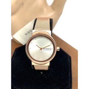 Skagen Denmark Womens Watch SKW2665 Quartz Silver Dial Mesh Rose Gold Steel 26mm